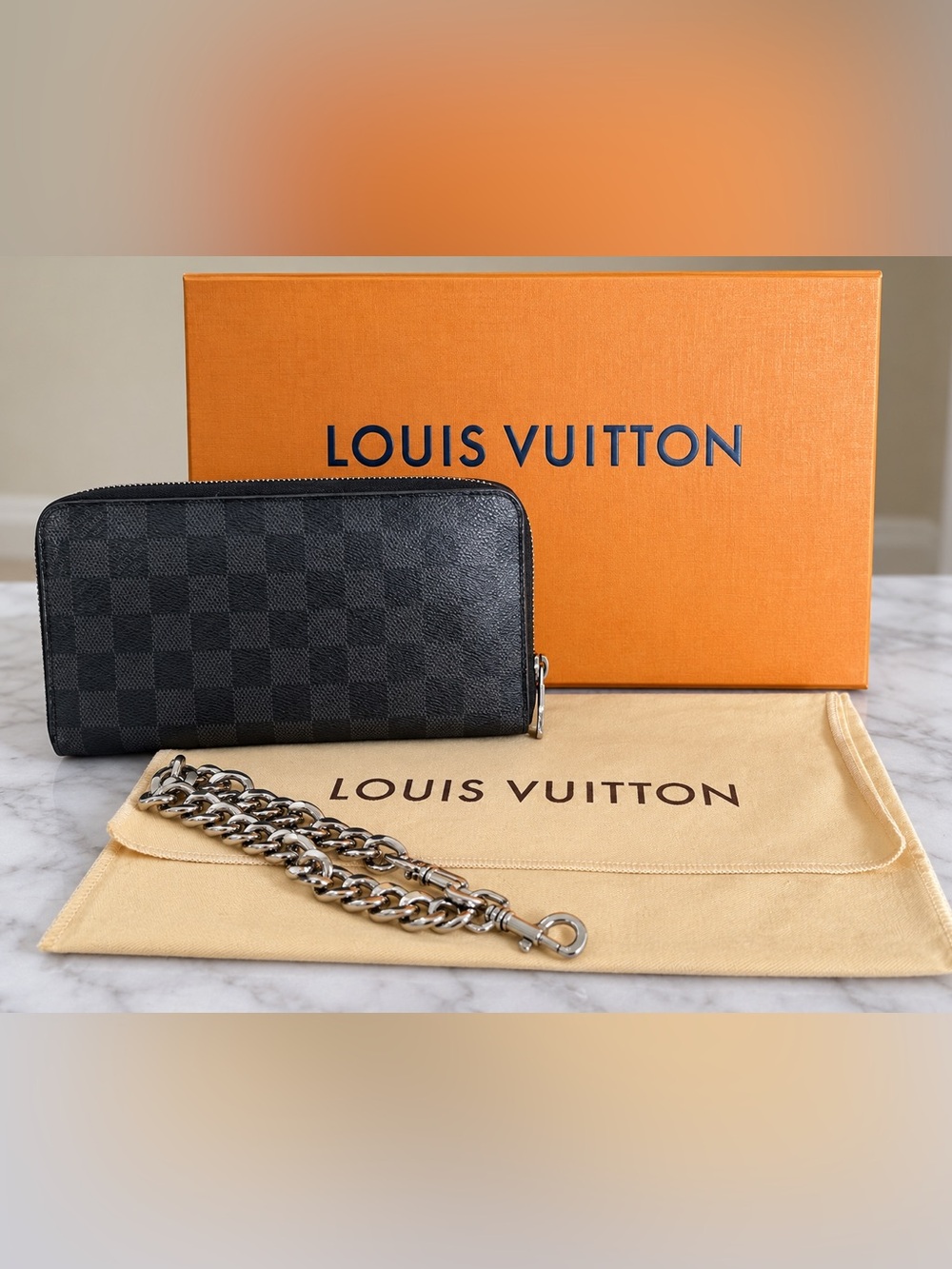 Louis Vuitton Damier Graphite Zippy Organizer – Box, Dust Bag, COA + Wrist Chain